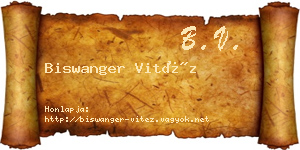 Biswanger Vitéz névjegykártya